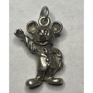 Vintage STERLING SILVER‎ Walt Disney MICKEY MOUSE Waving Charm 3D Pendant
